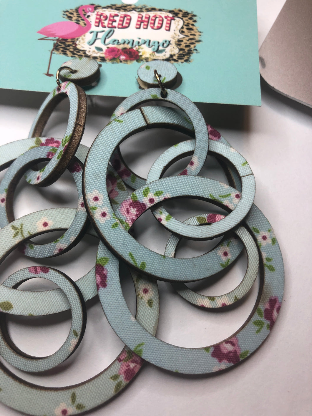 Mint floral shabby chic earrings