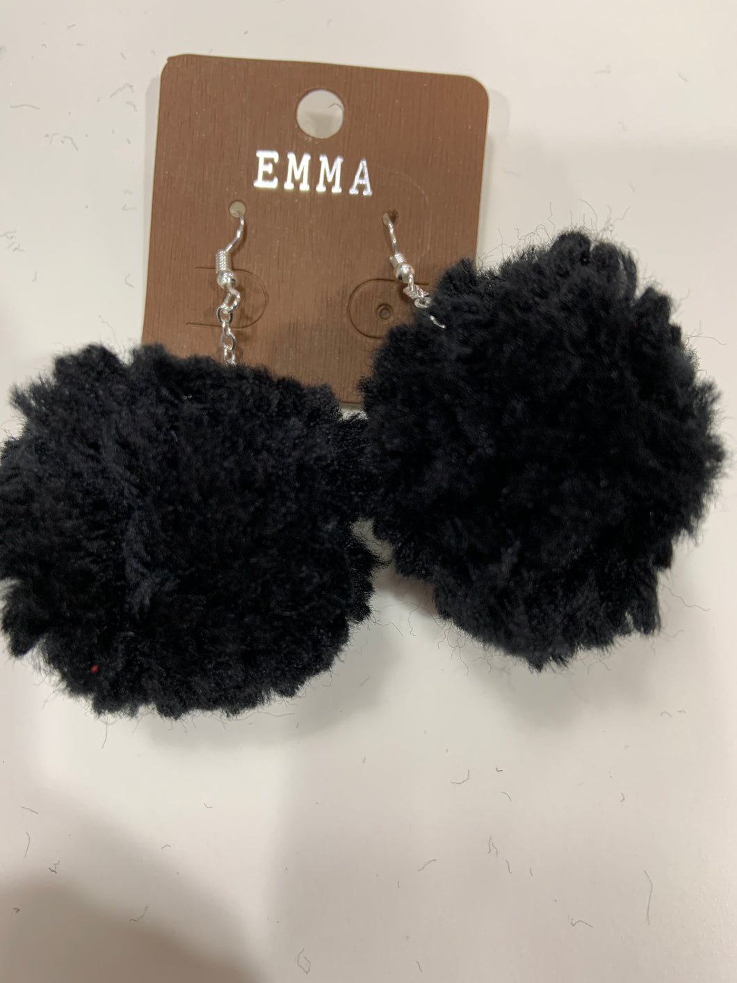 Black Pom Pom dangle earrings