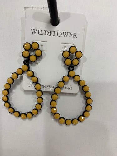 Mustard teardrop post back open center earrings