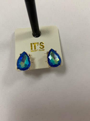 Dark blue iridescent teardrop earrings