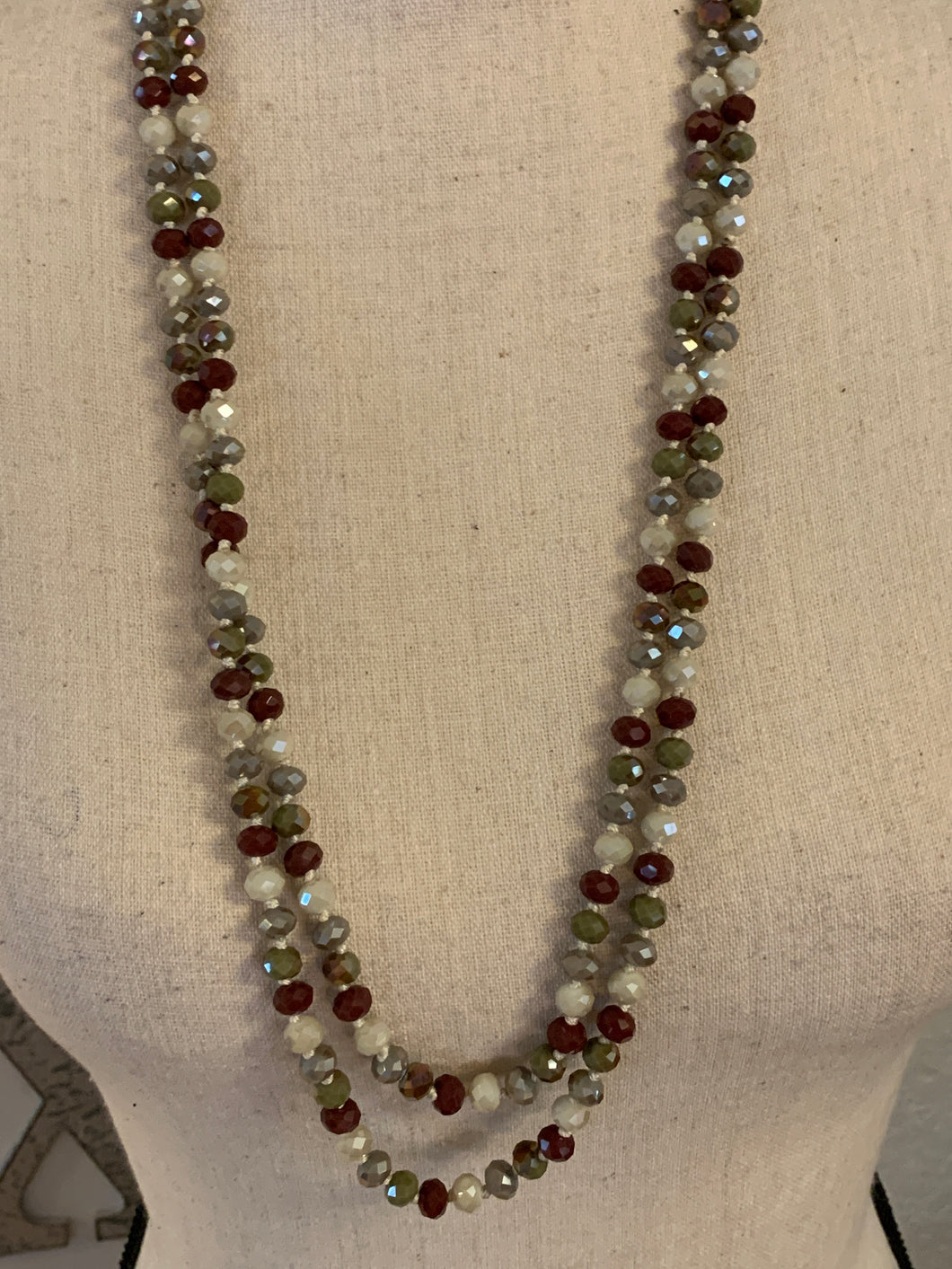 Cream /brown/green beads