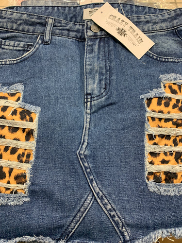 Leopard jean skirt no stretch