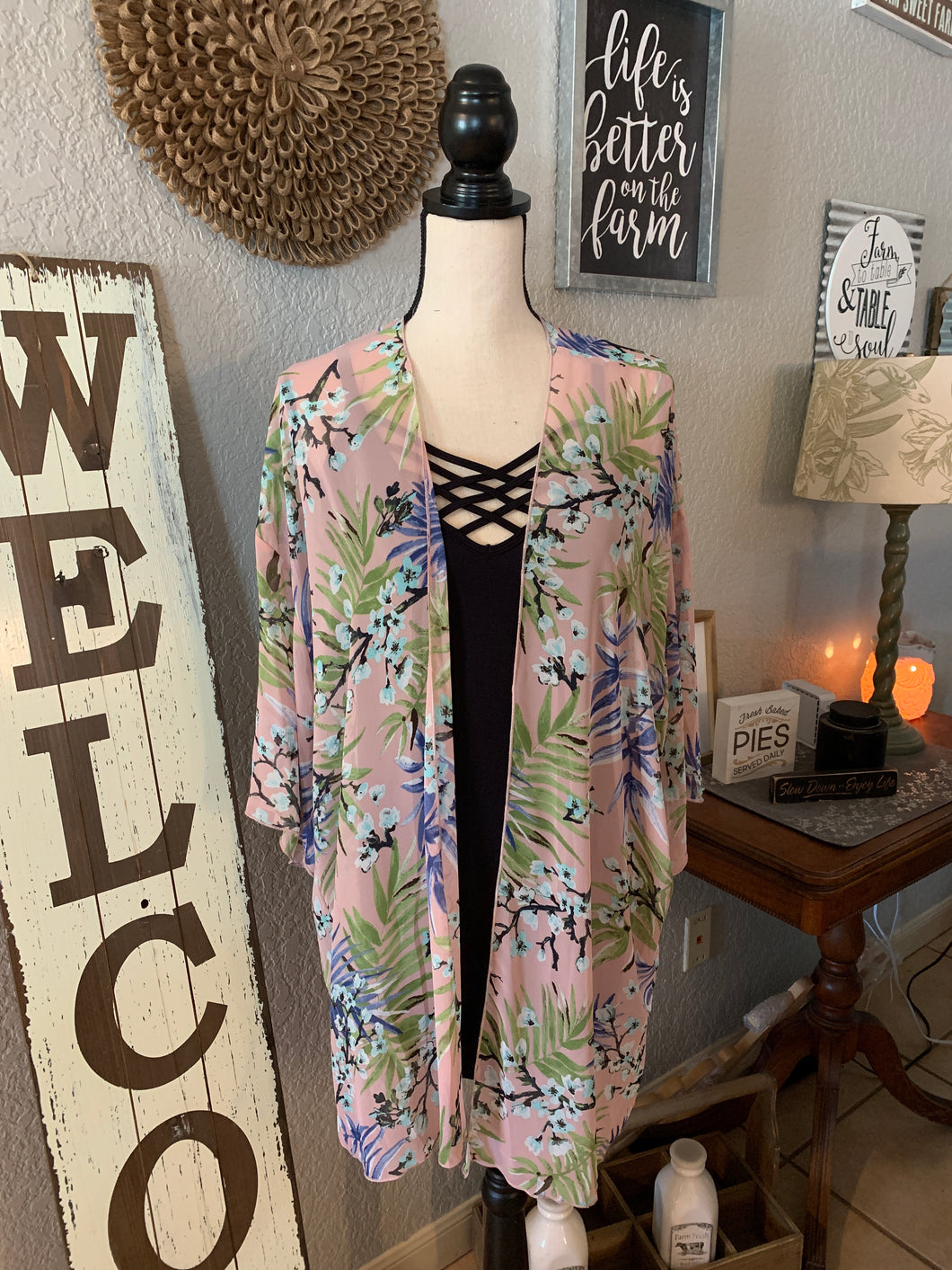 Kimono pink with cherry blossoms