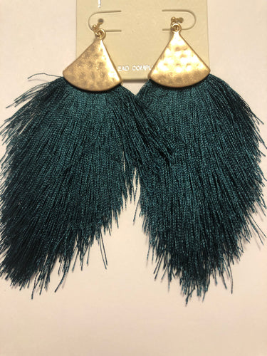 Emerald tassel earrings