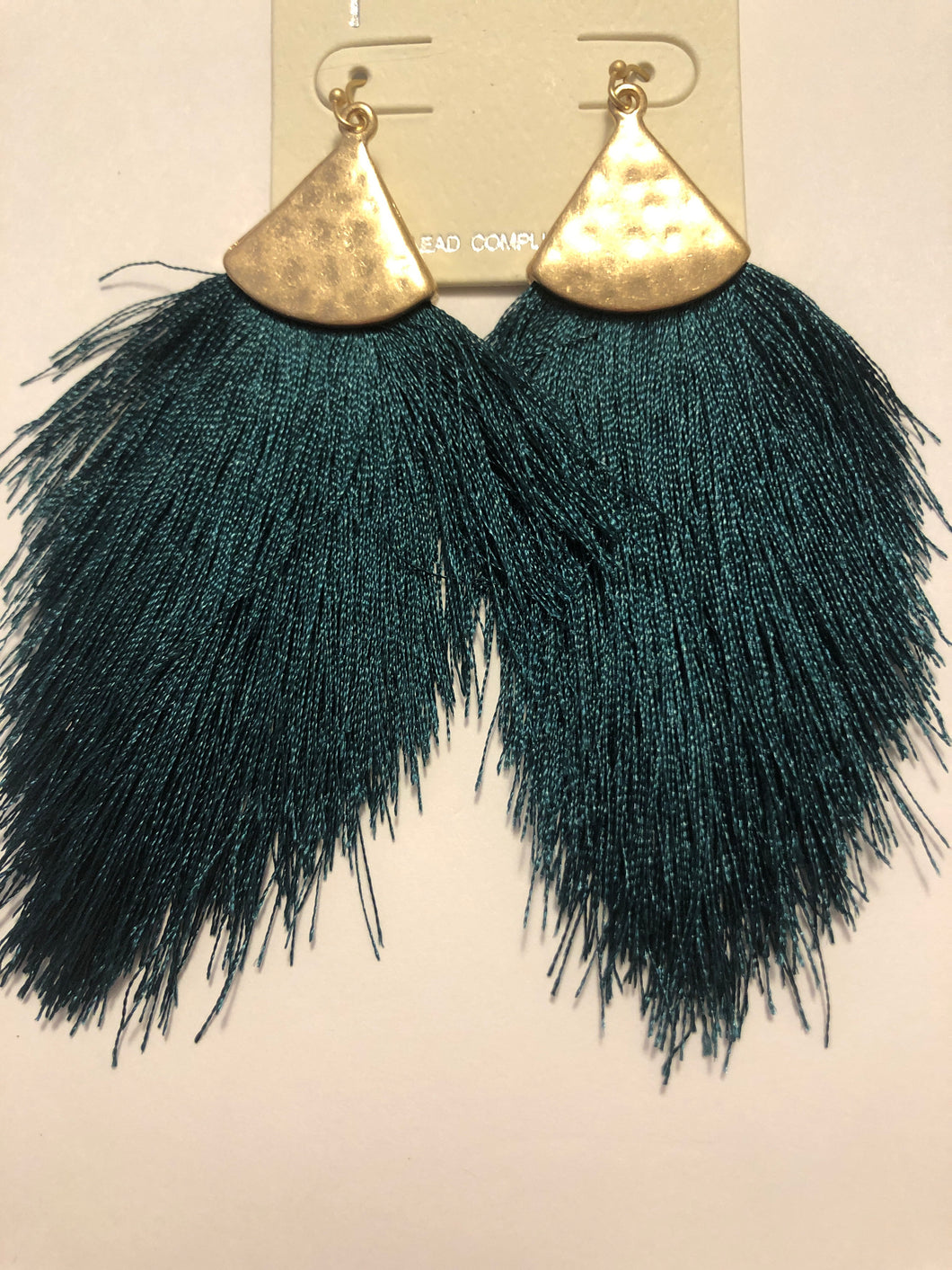 Emerald tassel earrings