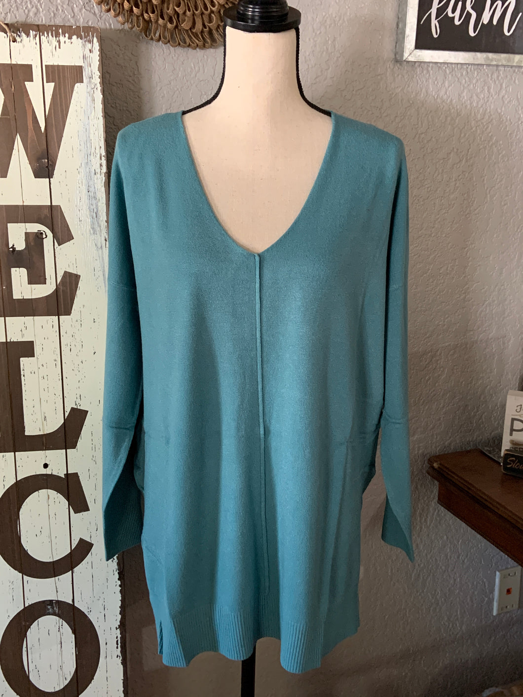 Top oversized sweater dusty teal