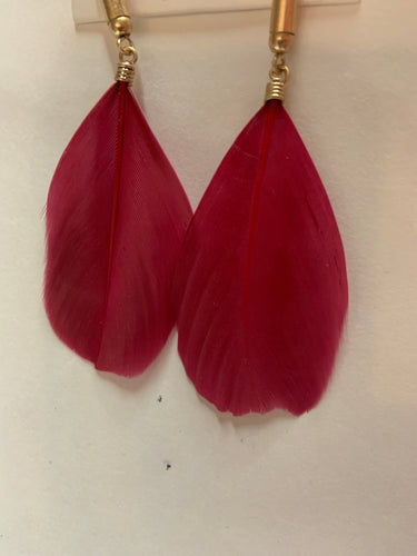 Burgundy feather necklace 789