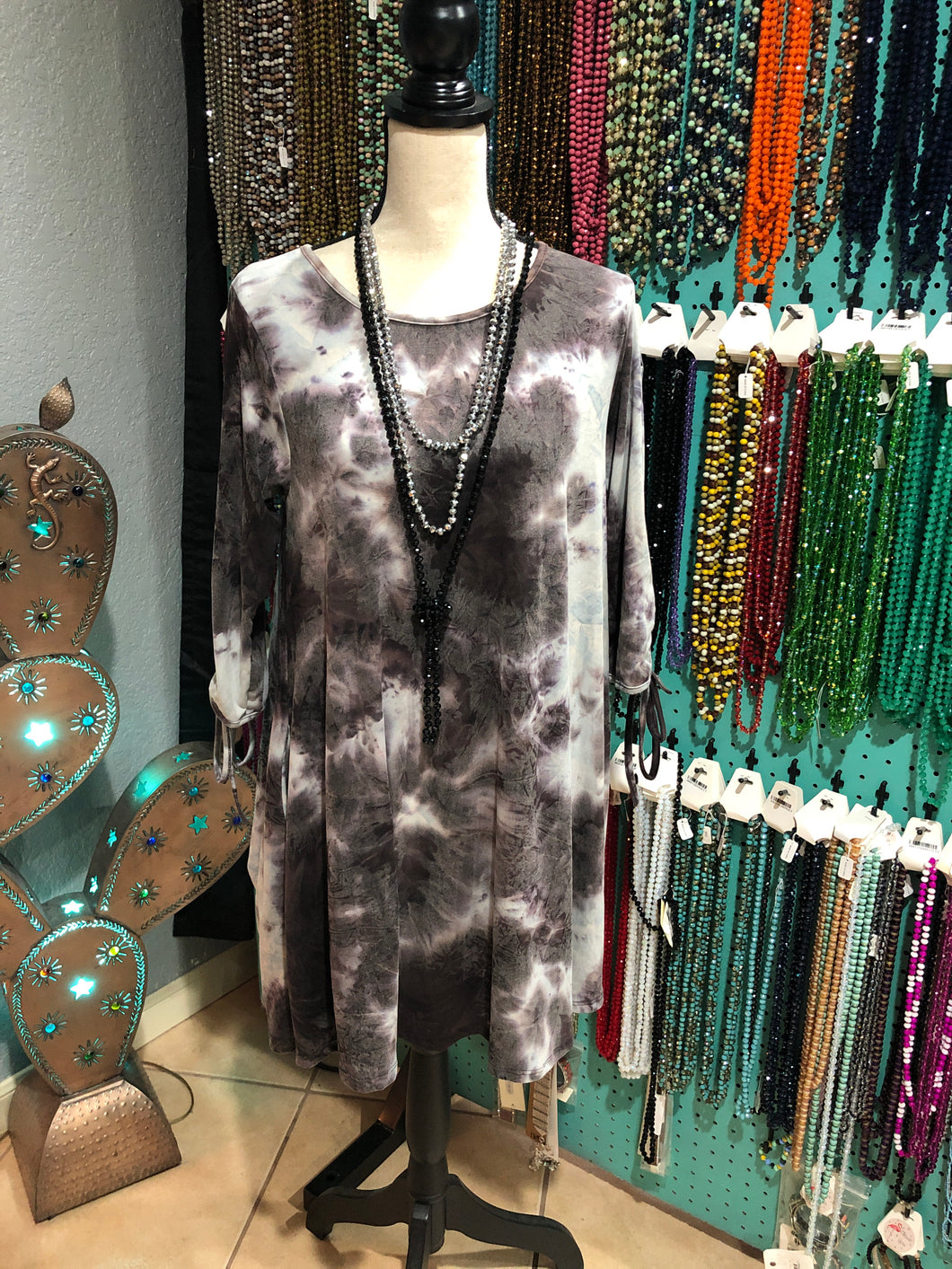 Tye dye leggings material dress with pockets