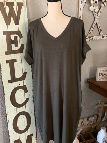 Dark olive t dress