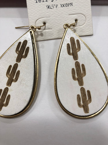 White cactus earrings