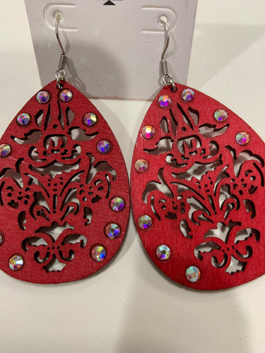Redwood earrings with bling