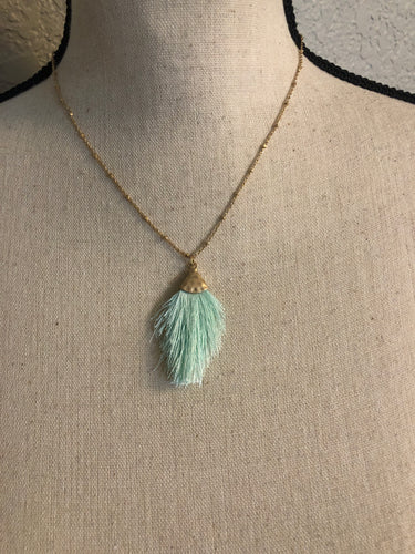 Mini mint tassel necklace