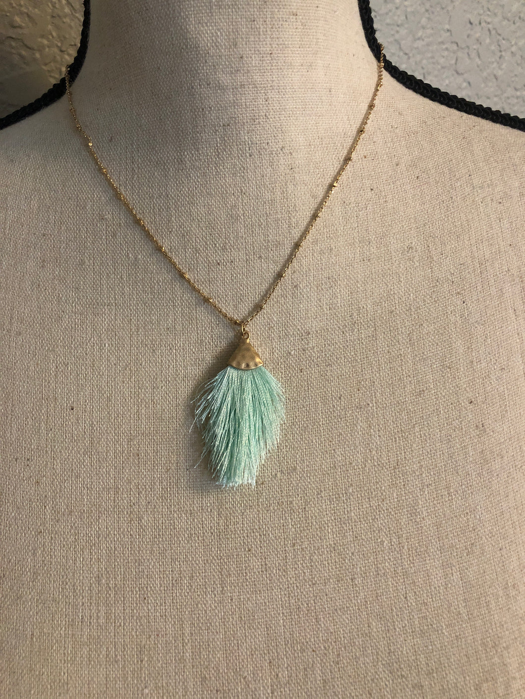 Mini mint tassel necklace