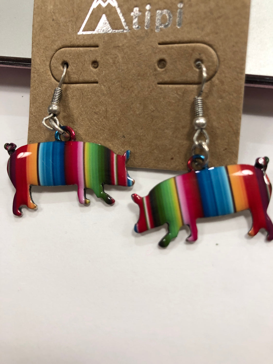 Serape pig earrings