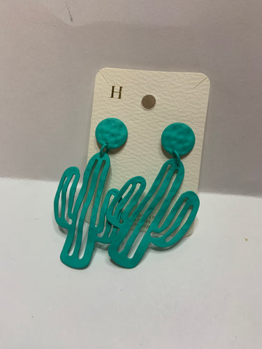 Turquoise cactus post earring