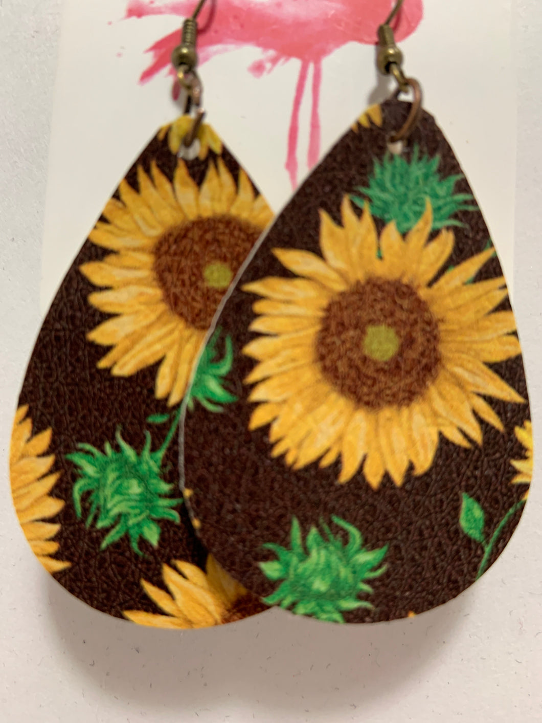 Large sunflower teardrop earrings