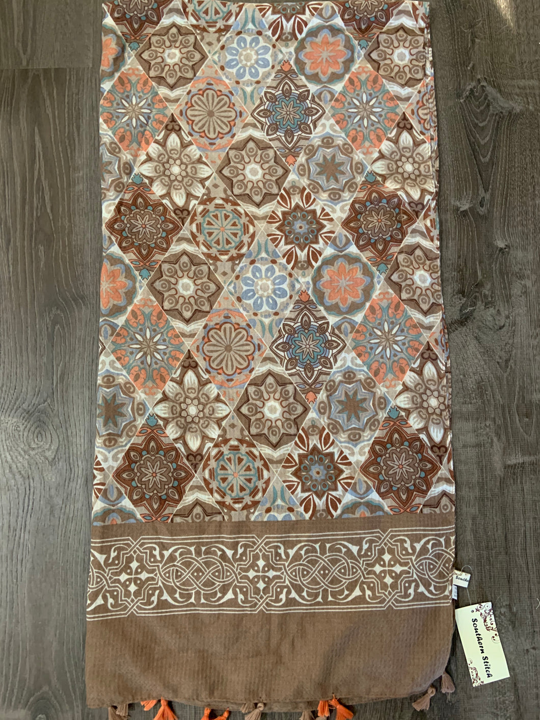 142 Medallion kimono brown background