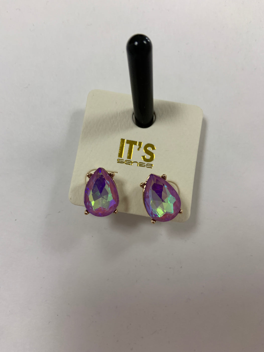 Purple iridescent stud to drop earring