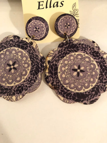 Earrings medallion purple