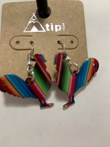Serape rooster earrings