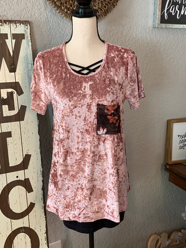 Top dust rose crushed velvet