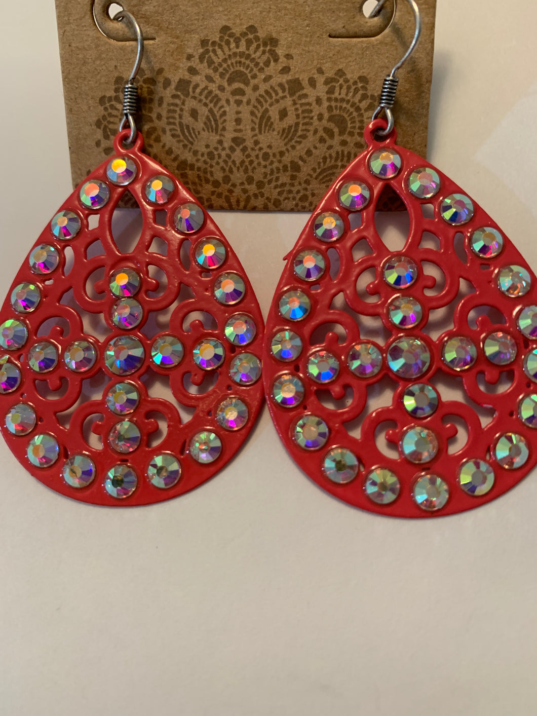 Earrings red bling