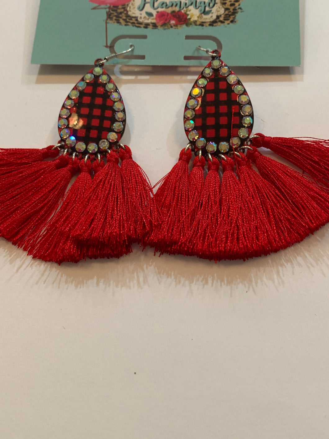 Plaid tassel earrings