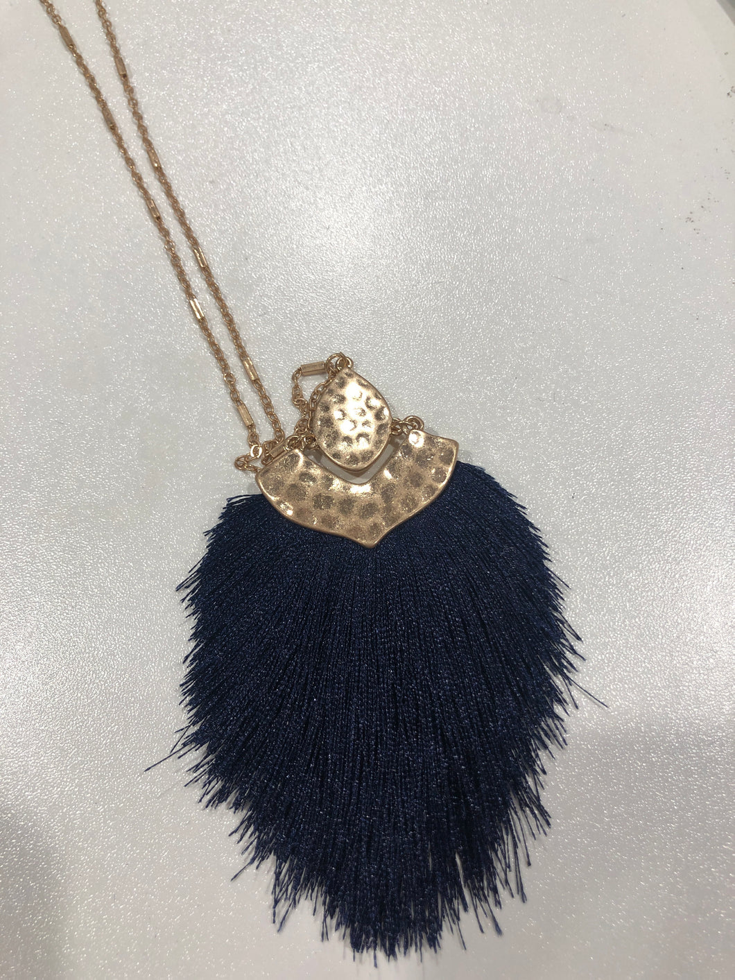 Navy tassel necklace