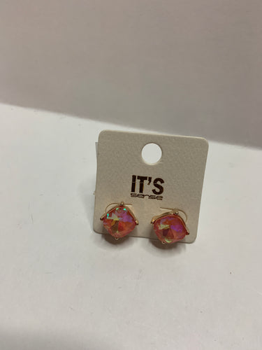 Orange translucent post earring