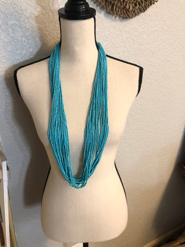 Long turquoise beaded necklace set