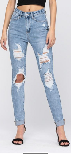 C07 Destroy Highwasted skinny cuffed jeans Judy blues