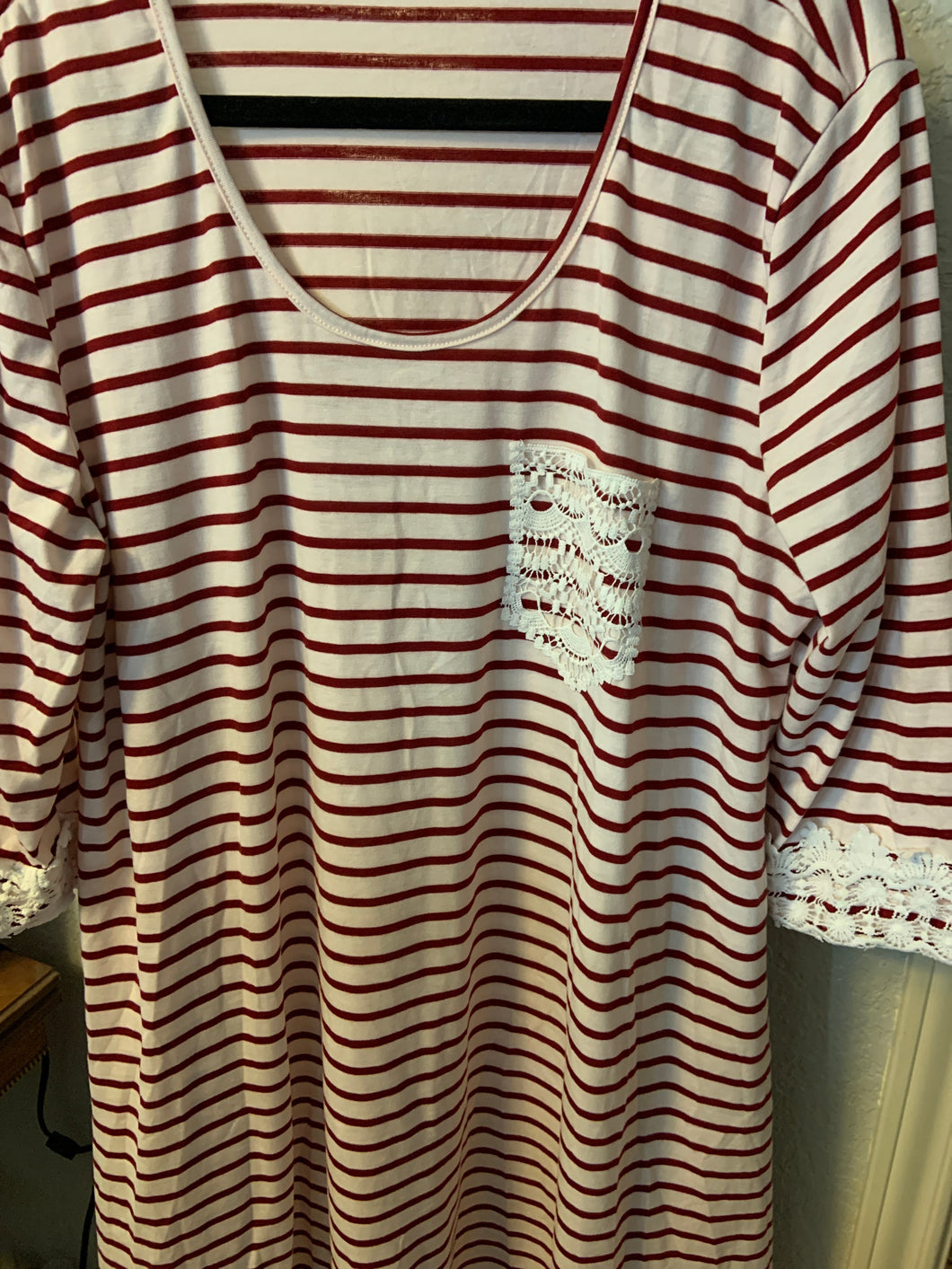 Red and white striped dress