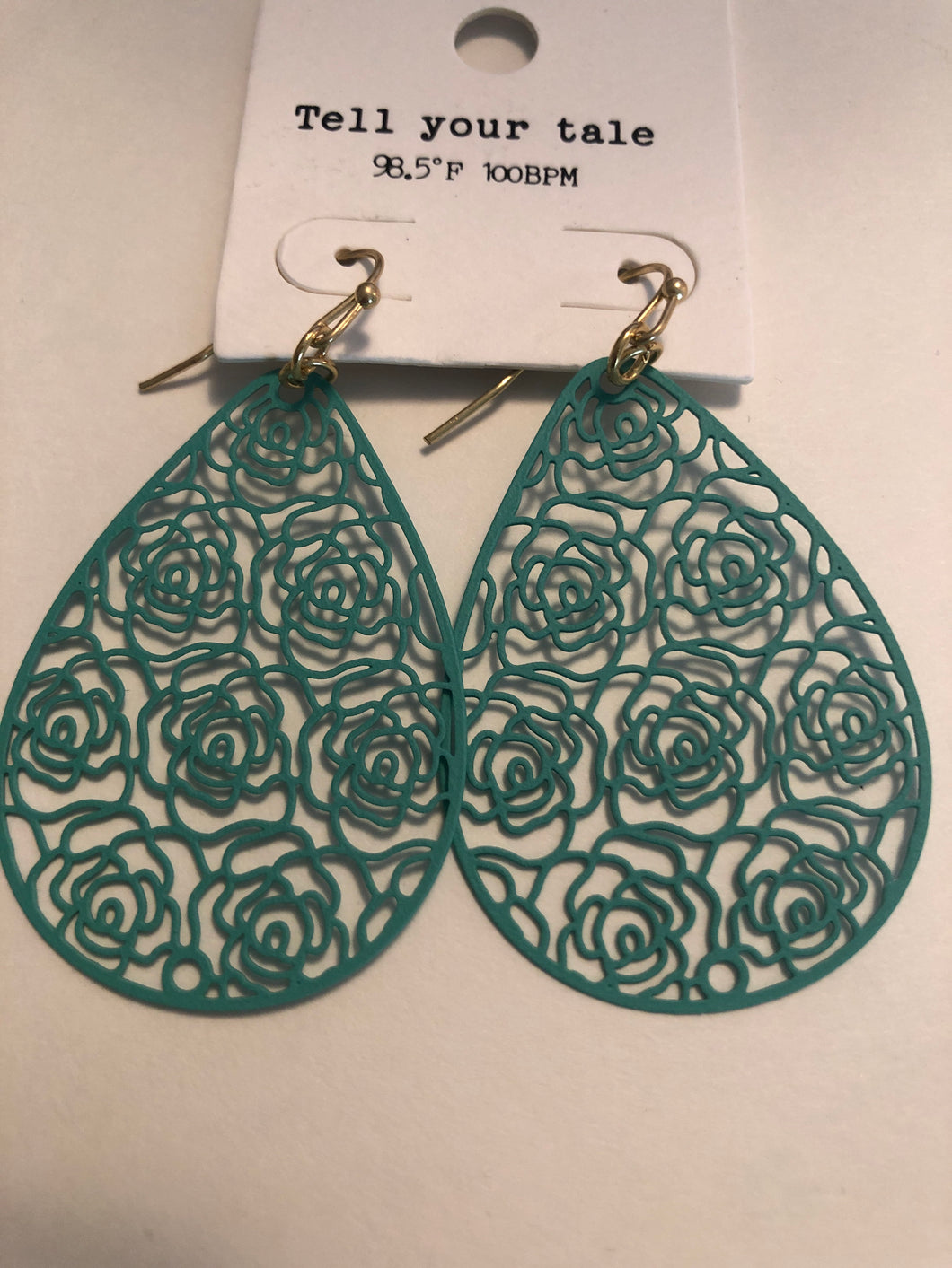 Earrings turquoise roses