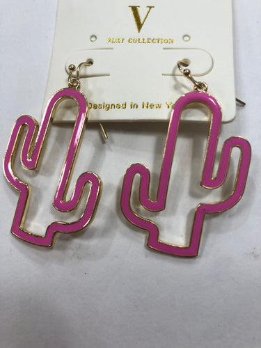Pink cactus earrings