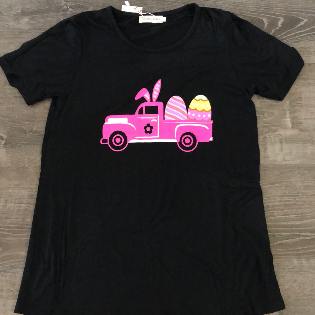 105 Black rayon stretch Easter truck top