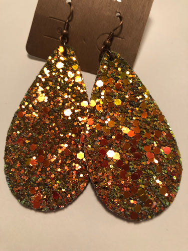 Earrings orange glitter
