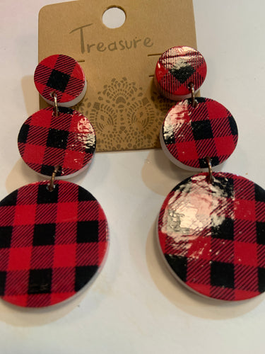 Stacked plaid earrings