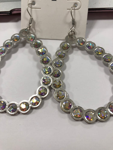 Silver bling teardrop earrings