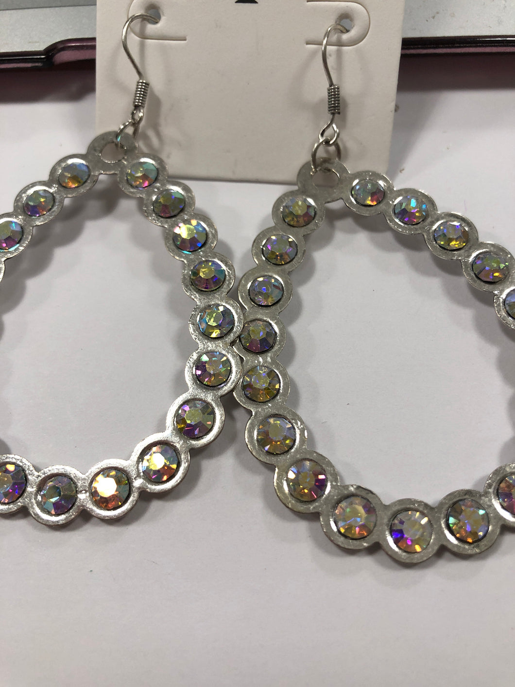 Silver bling teardrop earrings