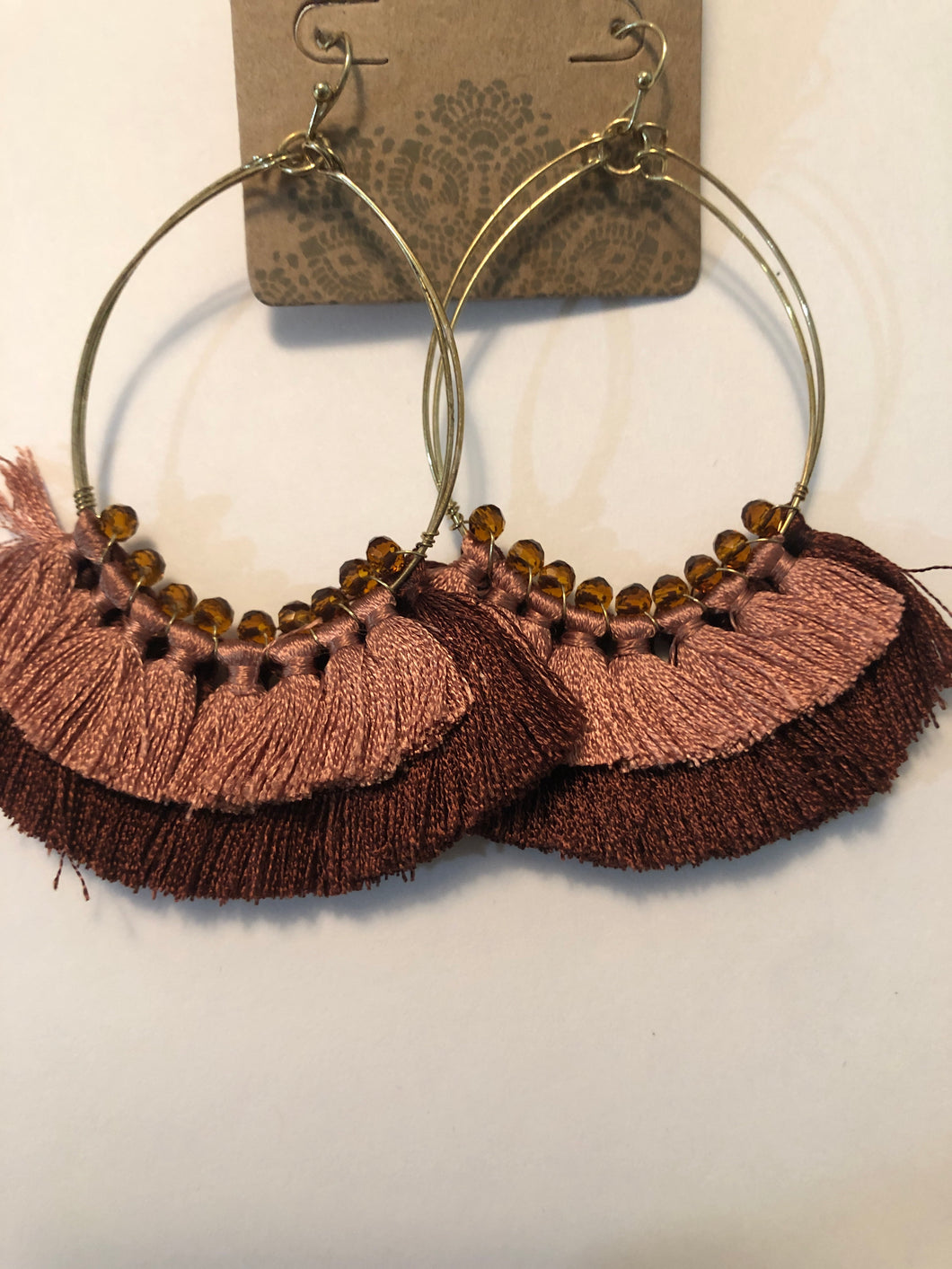 Earrings tassel brown shades