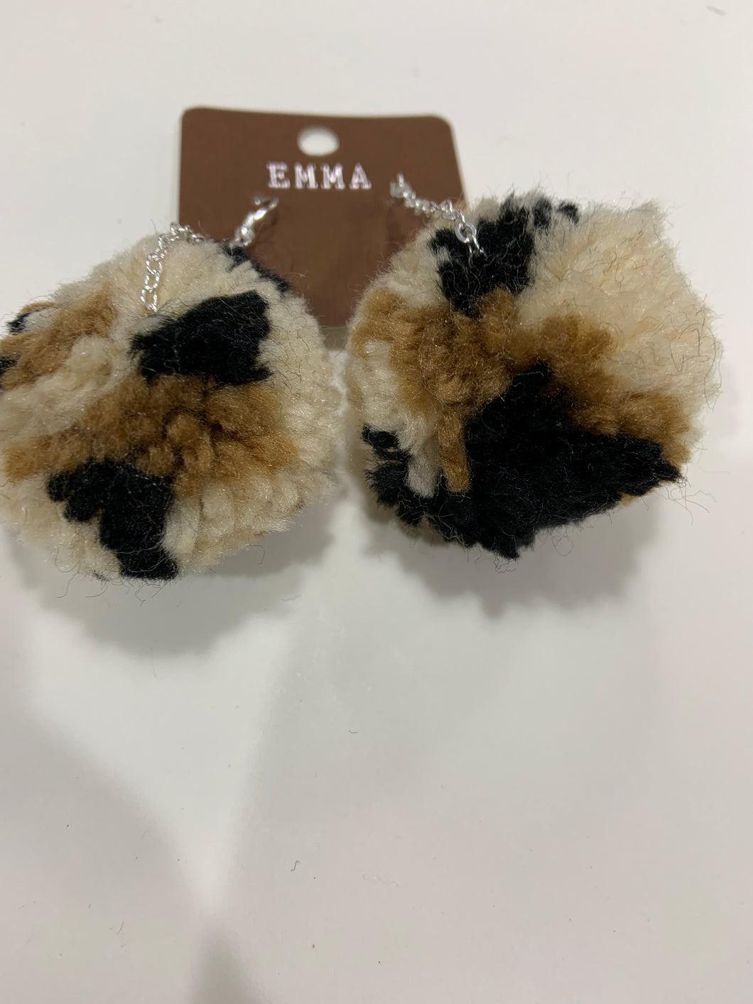 Cheetah Pom Pom dangle earrings