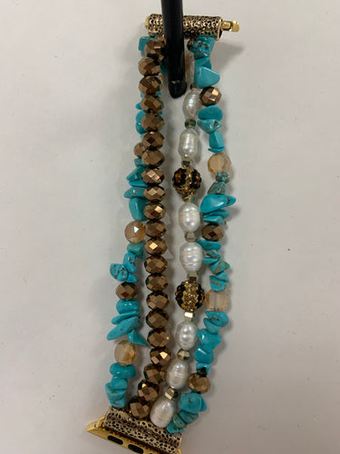 Turquoise rose gold and cheetah ball Apple Watch band