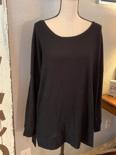 Black thermal oversized top