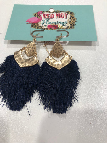 Navy tassel earrings