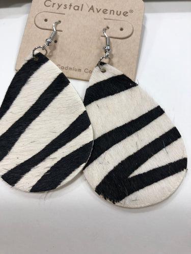 Zebra leather earrings