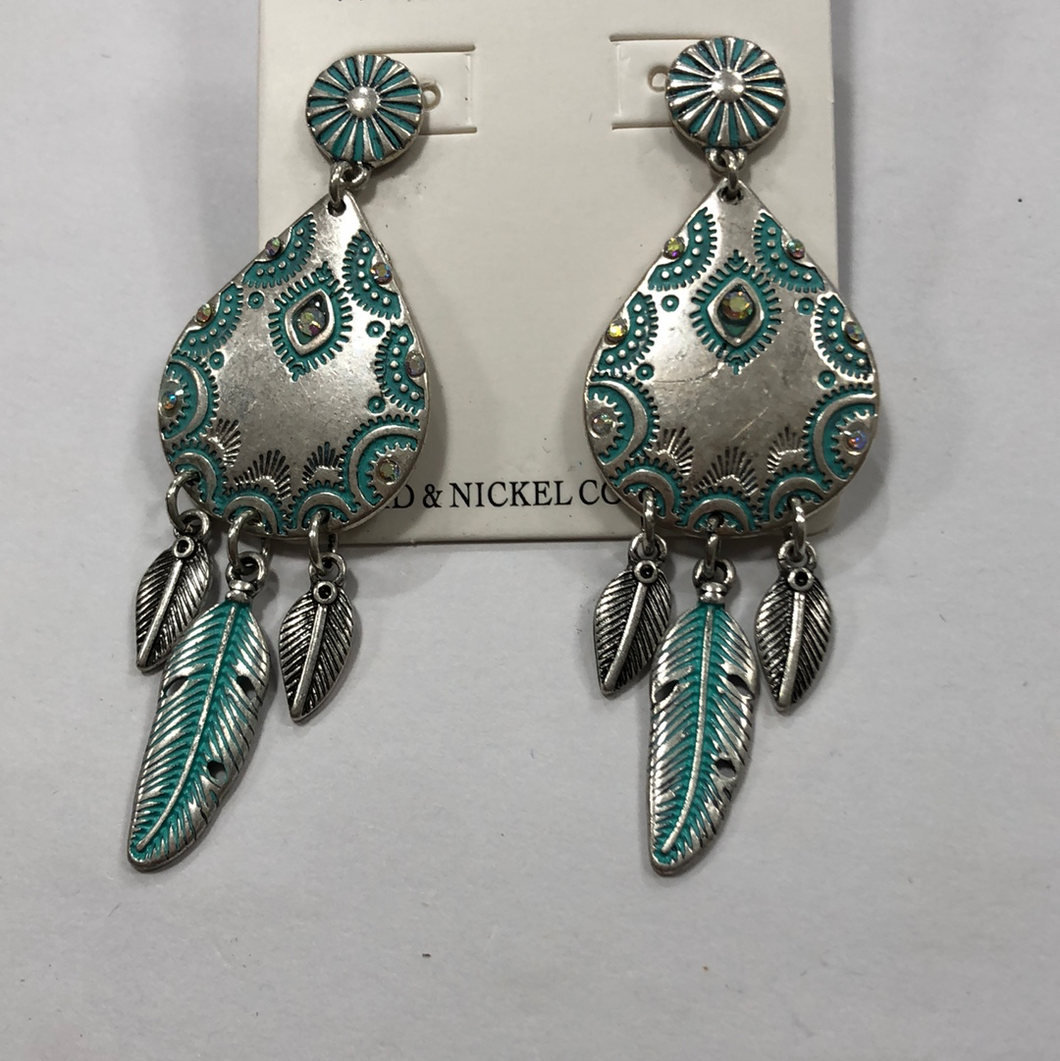 Concho feather earrings
