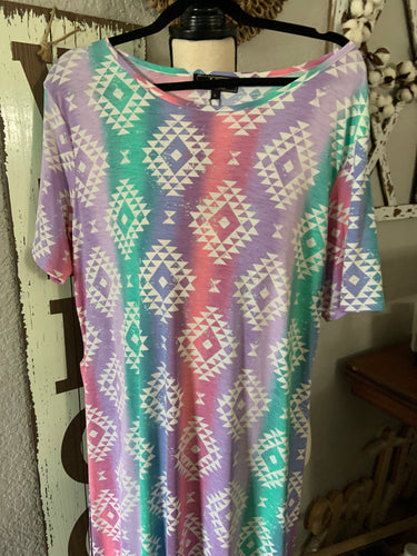 Multicolor Aztec slit up the side top
