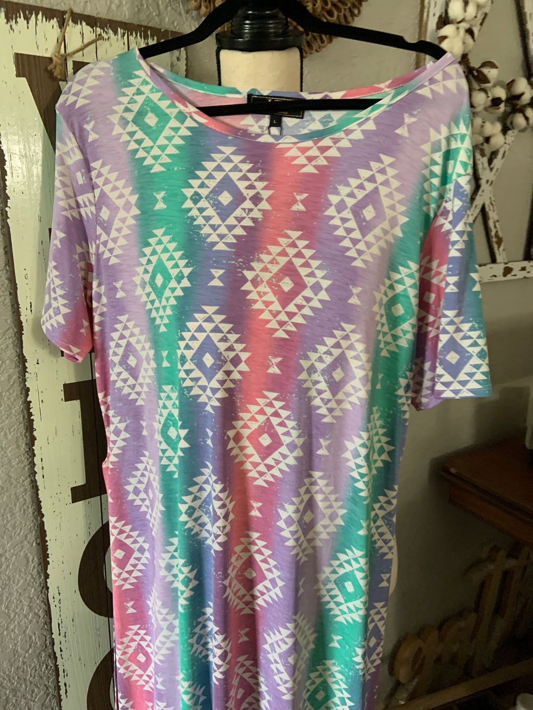 Multicolor Aztec slit up the side top