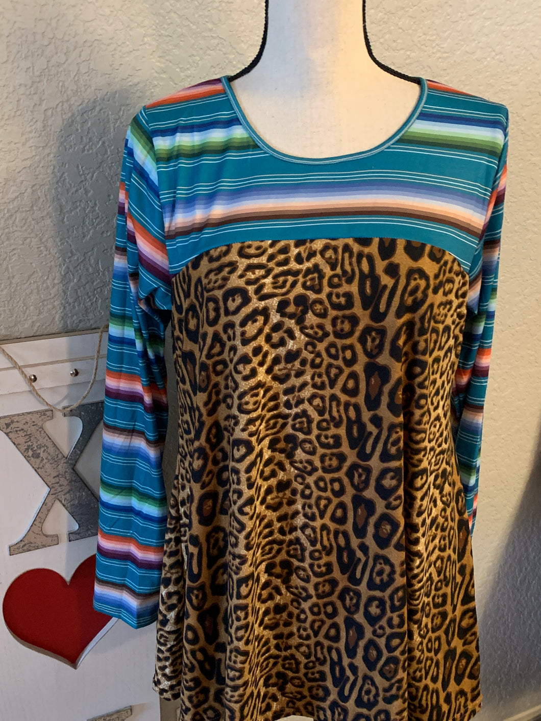 Serape /cheetah babydoll top