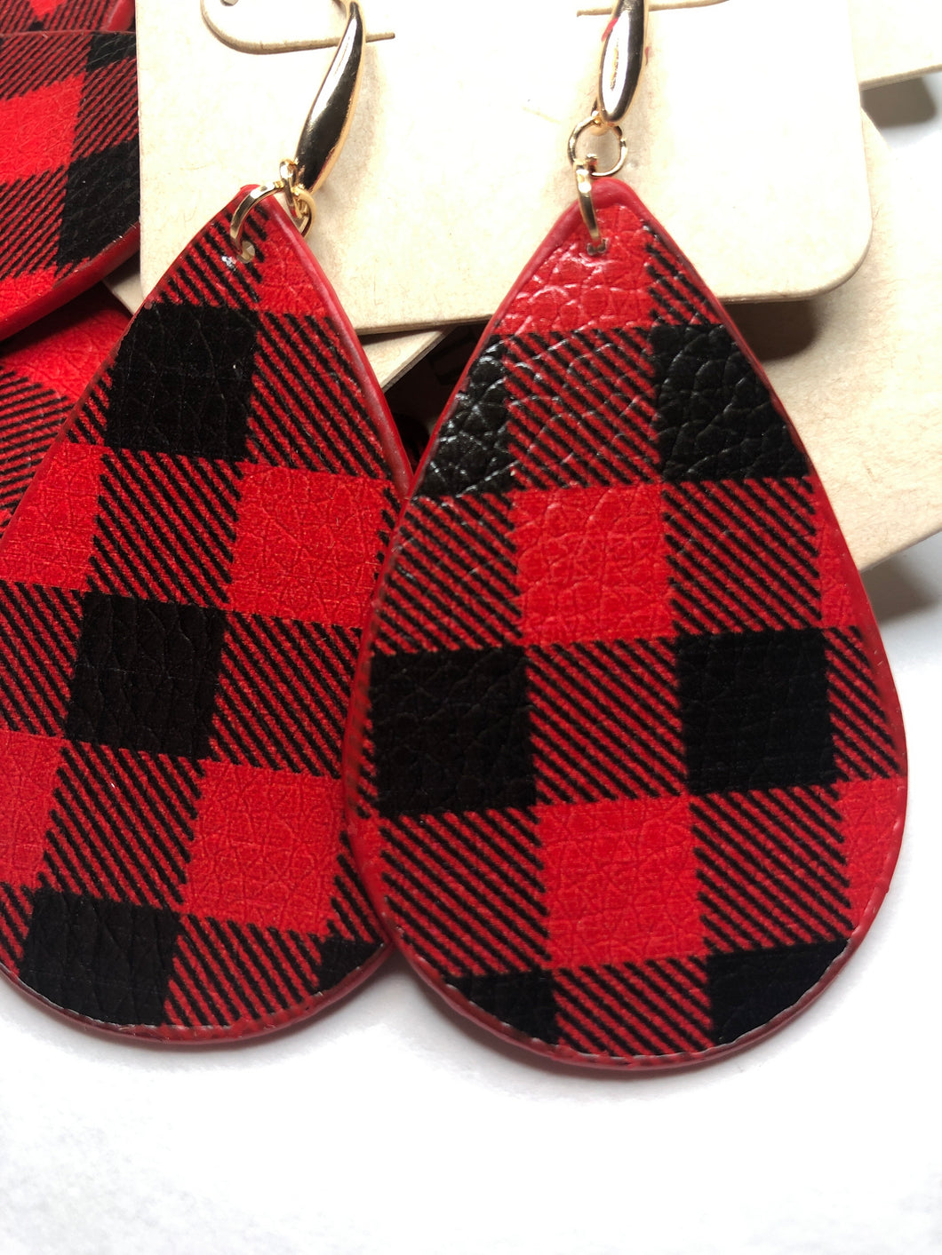 R&b gold toned plaid teardrop earrings